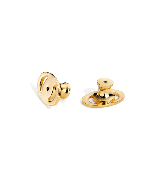 Two gold tone extra-strong hold earring backs.
